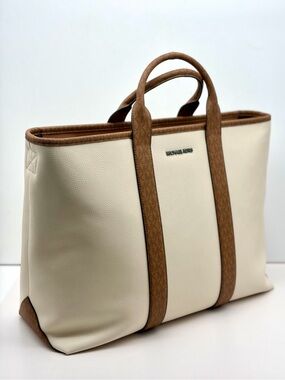 Michael Kors Cooper Medium Pebbled Leather and Signature Logo Tote Bag